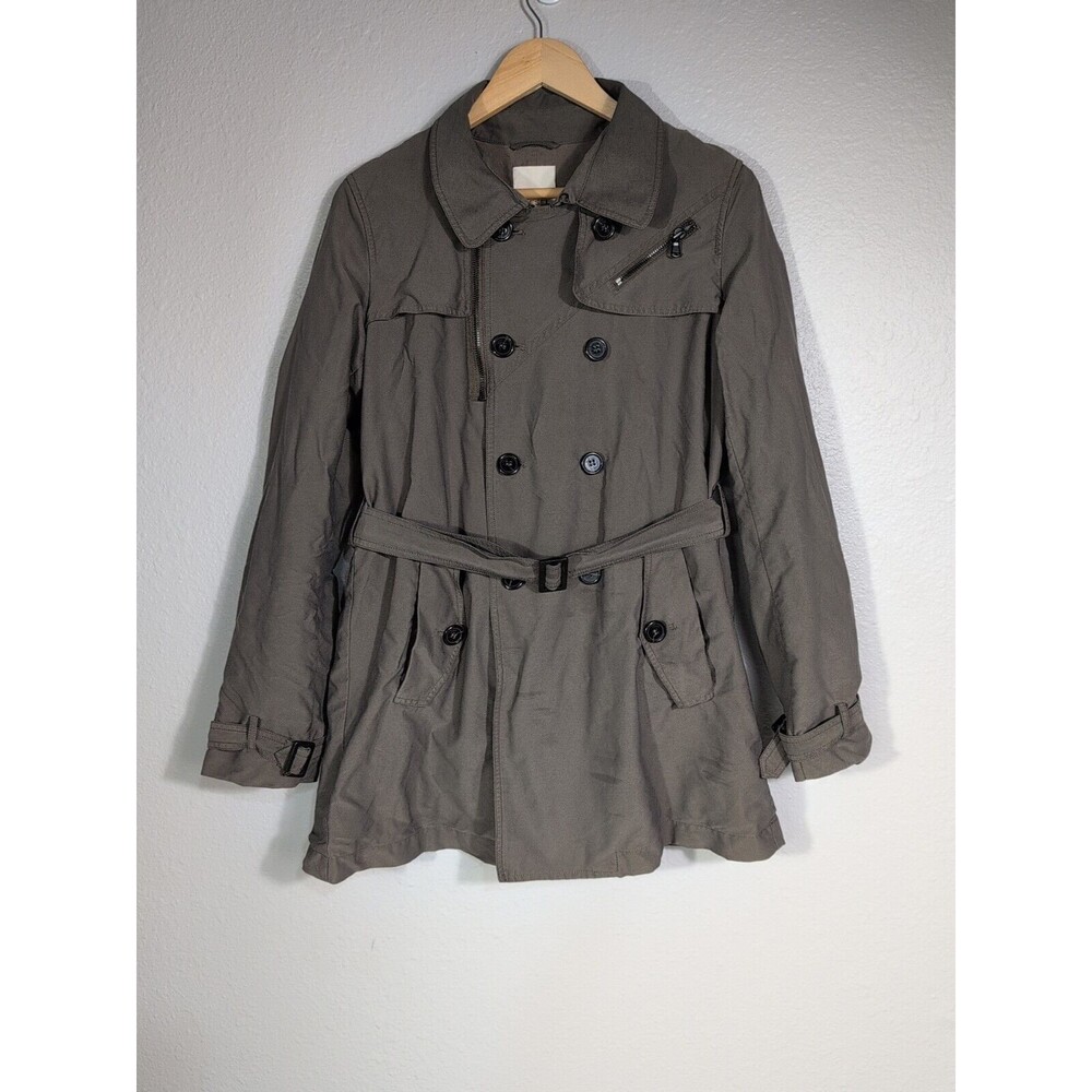 Diesel Women's Trench Coat Jacket Khaki Military Style Belted Buttons Lined M 99